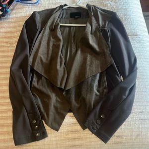 Brown Knit and Faux Leather Blazer - size small